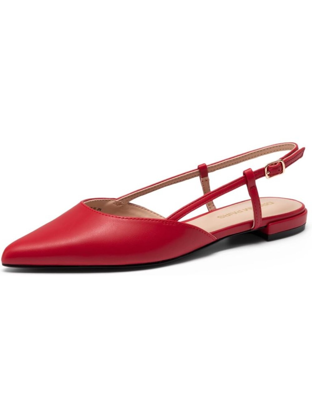 Women's Red Slingback Pointed Toe Ballet Flats Buckle Strap Casual Dressy Shoes